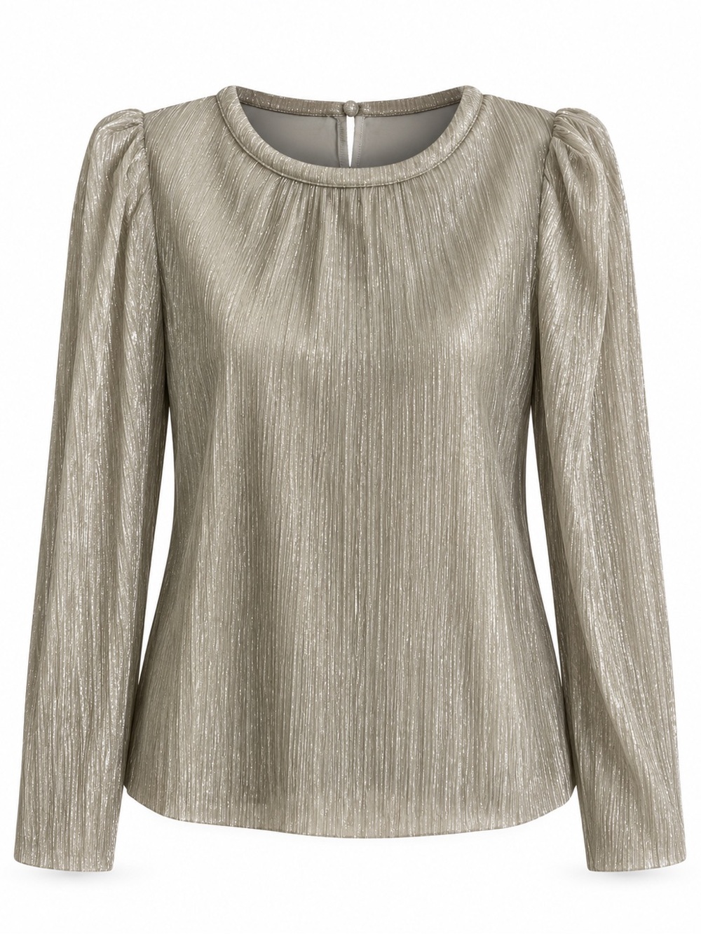 Vince Camuto Shimmery Pleated Long-Sleeve Blouse - Metallic Gold